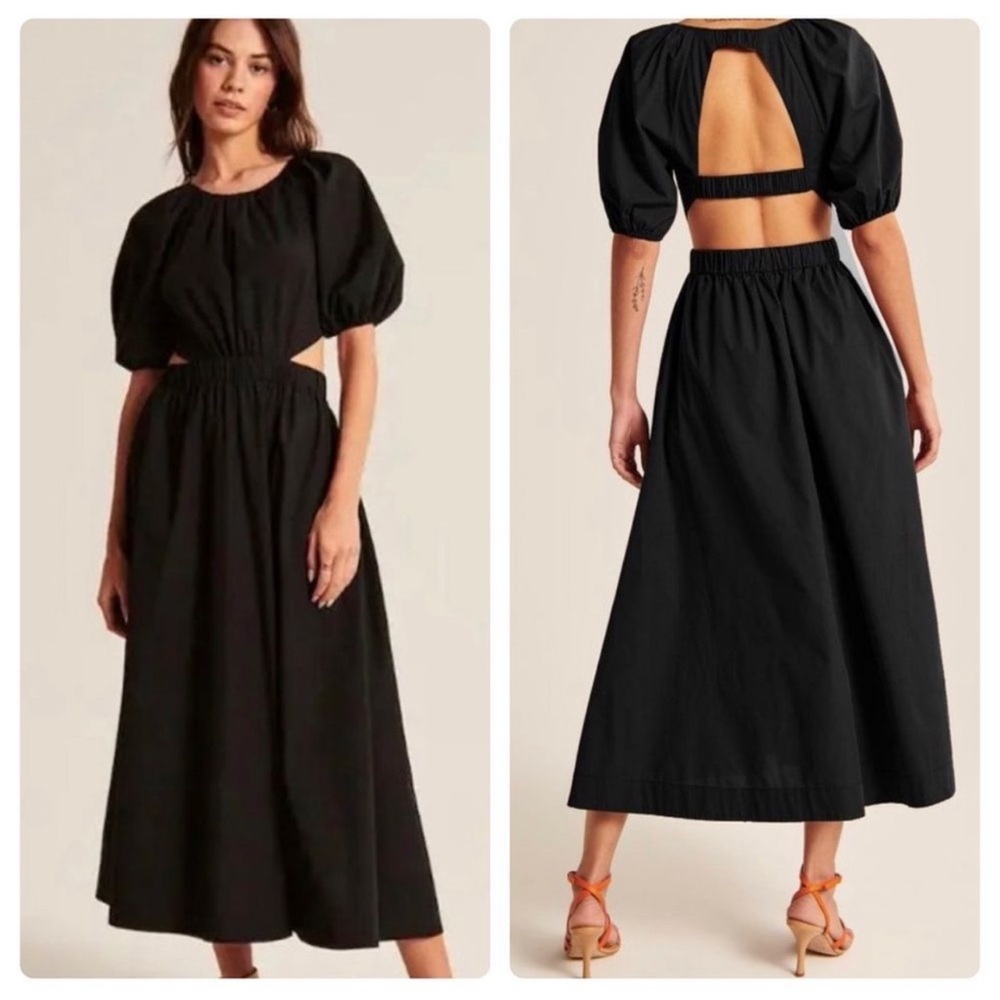 Abercrombie & Fitch A&F Maxi Dress Puff Sleeve Cutout NWT